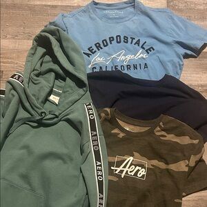 Aeropostale Kids Blue, Green, and Camouflage Hoodie and Tees